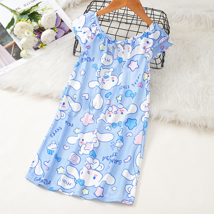 Pijama infantil princesa viento de verano nuevo chaleco de mangas cortas niñas pijama vestido de dibujos animados de verano