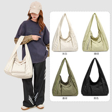 休闲格子托特包2025新款韩版轻便百搭大容量手提女包慵懒风通勤包