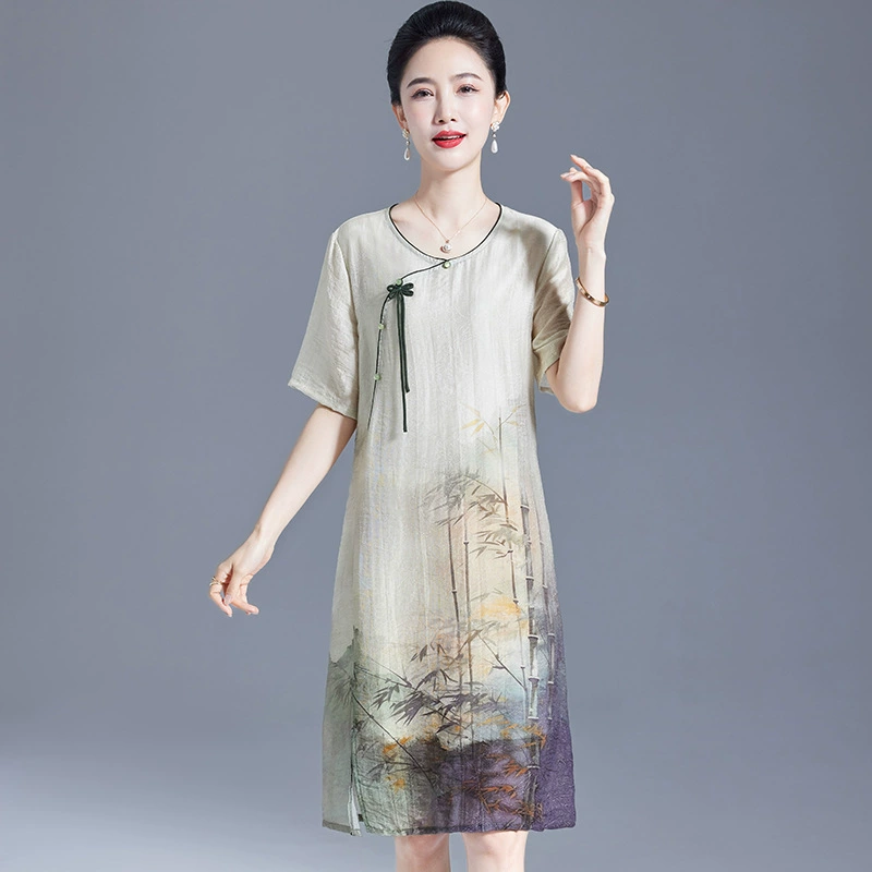 Летнее платье Hengyuanxiang ко Дню матери для мамы, новинка 2025 года, модное летнее платье с короткими рукавами для женщин среднего и пожилого возраста