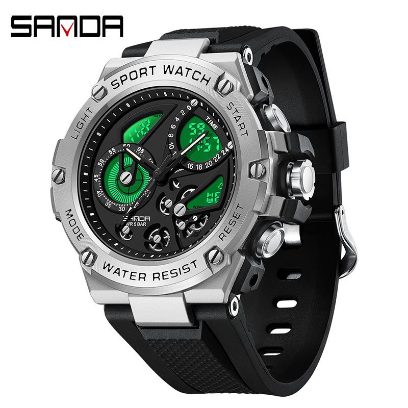 Sanda reloj, reloj electrónico multifuncional para estudiantes de secundaria junior, despertador de luz nocturna coreano, reloj masculino a prueba de agua y choque