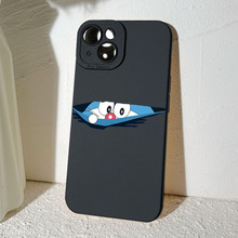 创意偷看哆啦A梦适用iPhone15/16pro手机壳苹果 14瞳眼13可爱12套