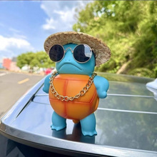 车载站姿傲娇杰尼龟创意汽车装饰车顶搪胶杰尼龟车尾公仔车外挂件