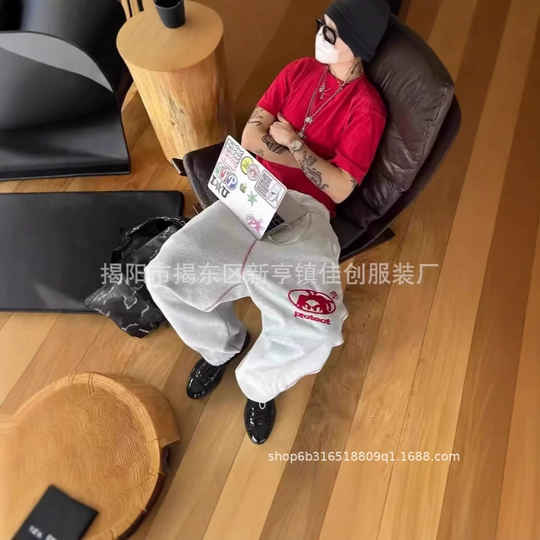 Трансграничные осенние и зимние американские приливные брюки с принтом пара спортивных брюк ретро уличный хип-хоп свободные модные повседневные брюки