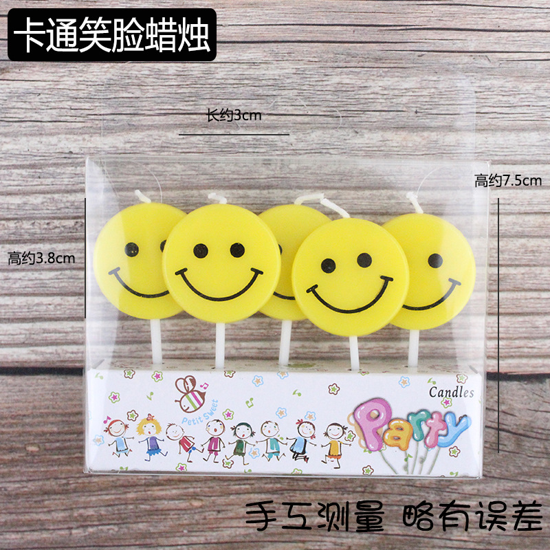 Vela de cumpleaños de dibujos animados al por mayor popular fiesta de flores oso dinosaurio donut cara sonriente vela de pastel para niños