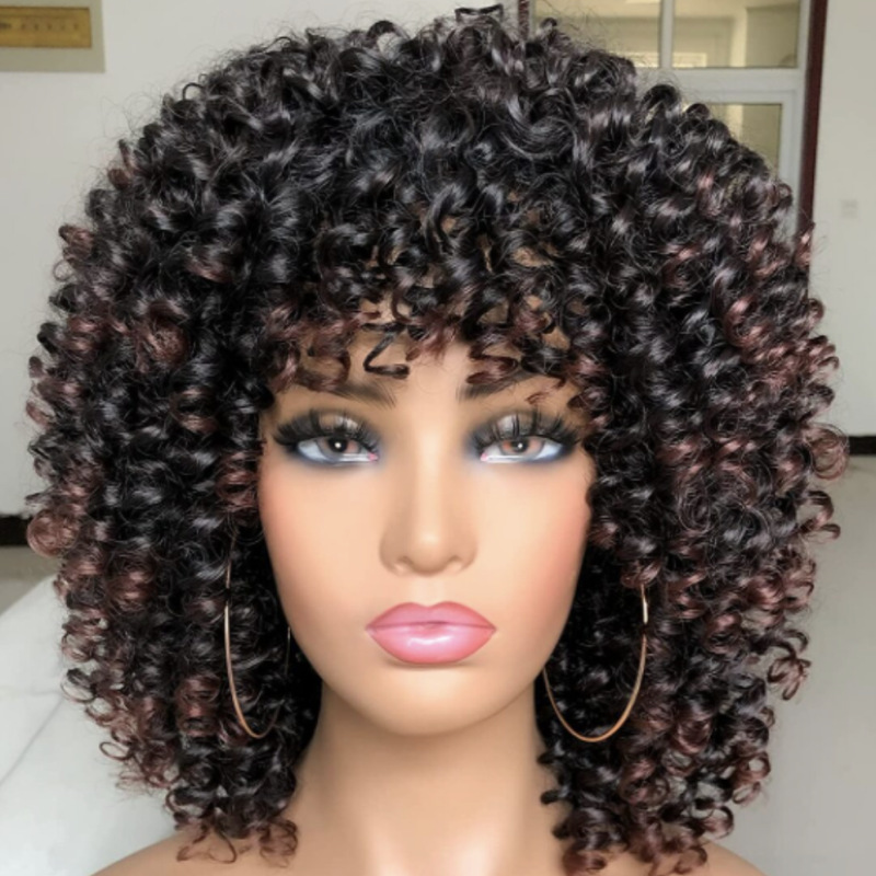 África comercio exterior explosivo cabeza pequeña pelucca damas corta cabeza negra pequeña pelucca Curly Afro Wig