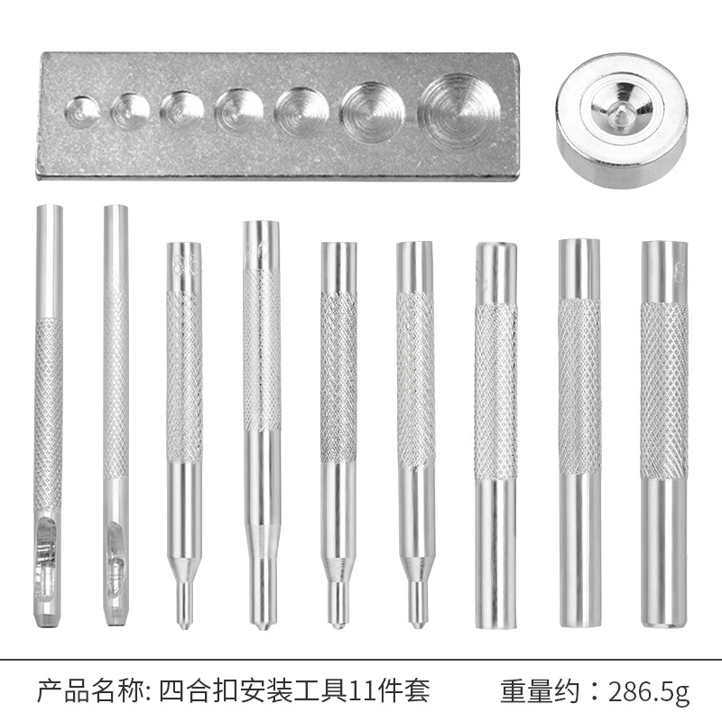Herramienta de instalación de remache punzonado remache instalación varilla hebilla de cuatro juntas base de remache de perforación de mezclilla