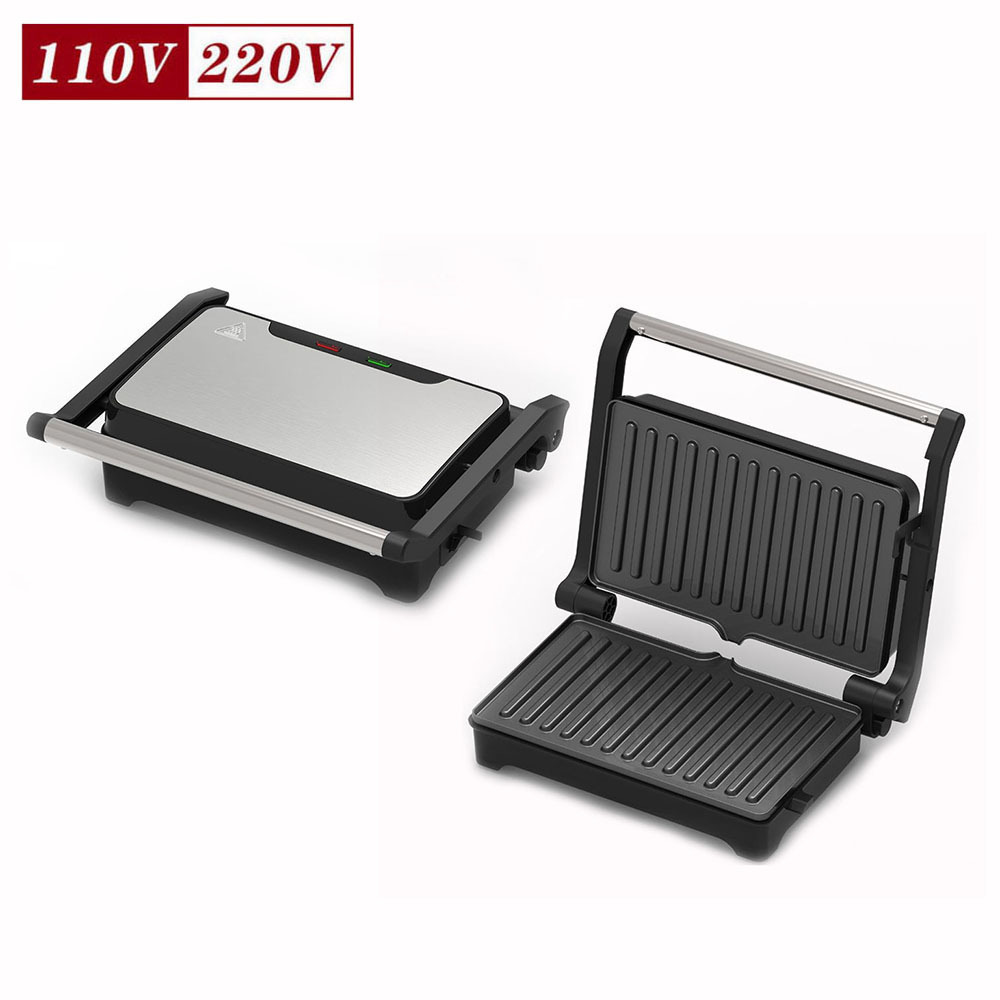Caja de color neutro máquina de filete tostadora panini máquina de desayuno 180 grados máquina de desayuno plana máquina de sándwich