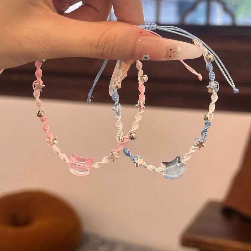 Cute Gradient Color Cat Head Bracelet for Girls, Woven Hand Rope, Gift for Best Friends, Couple Rope, Unique Gift for Girlfriend, High-Value Present Cute Gradient Color Cat Head Bracelet for Girls, Woven Hand Rope, Gift for Best Friends, Couple Rope, Unique Gift for Girlfriend, High-Value Present