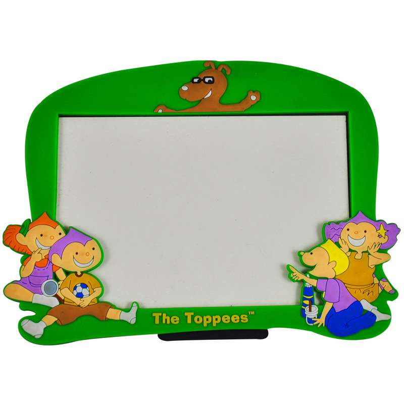 Easy to put cardboard back PVC soft rubber photo frame order-made 3D cartoon plastic back soft rubber photo frame