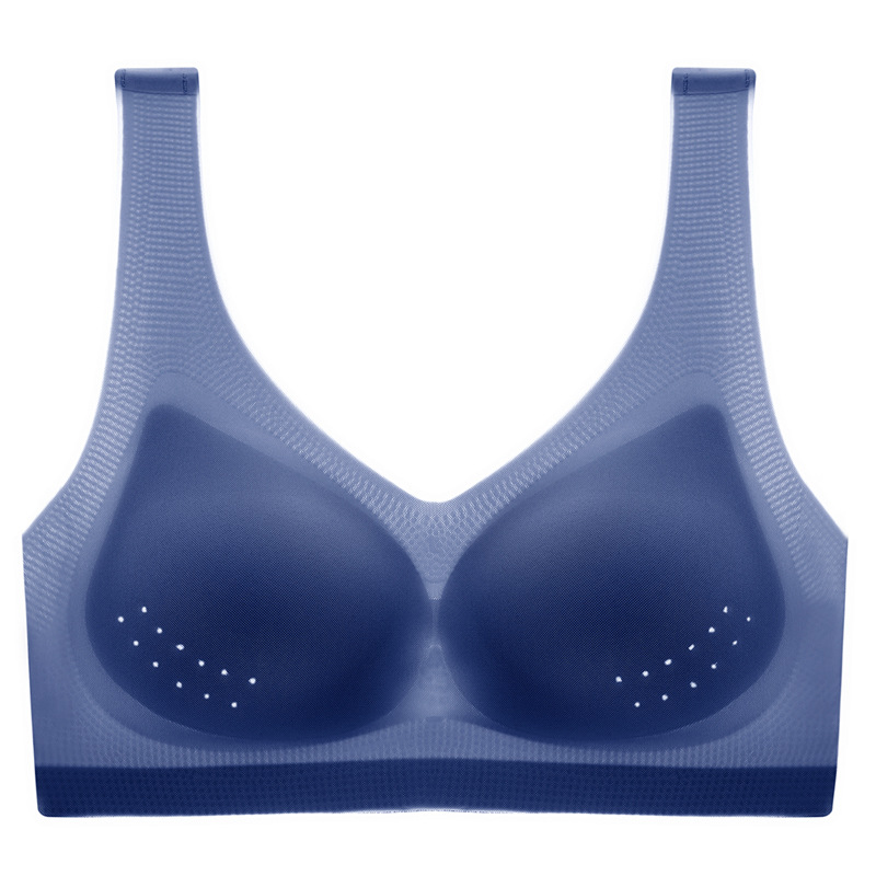 Seda de hielo delgada empuja hacia arriba la belleza hacia atrás sujetador sin costuras de látex inalámbrico de recolección de pecho Chaleco de estilo transpirable sujetador ropa interior