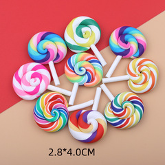 廠家批發軟陶仿真食玩炫彩棒棒糖 DIY手作材料髮夾手機殼配飾