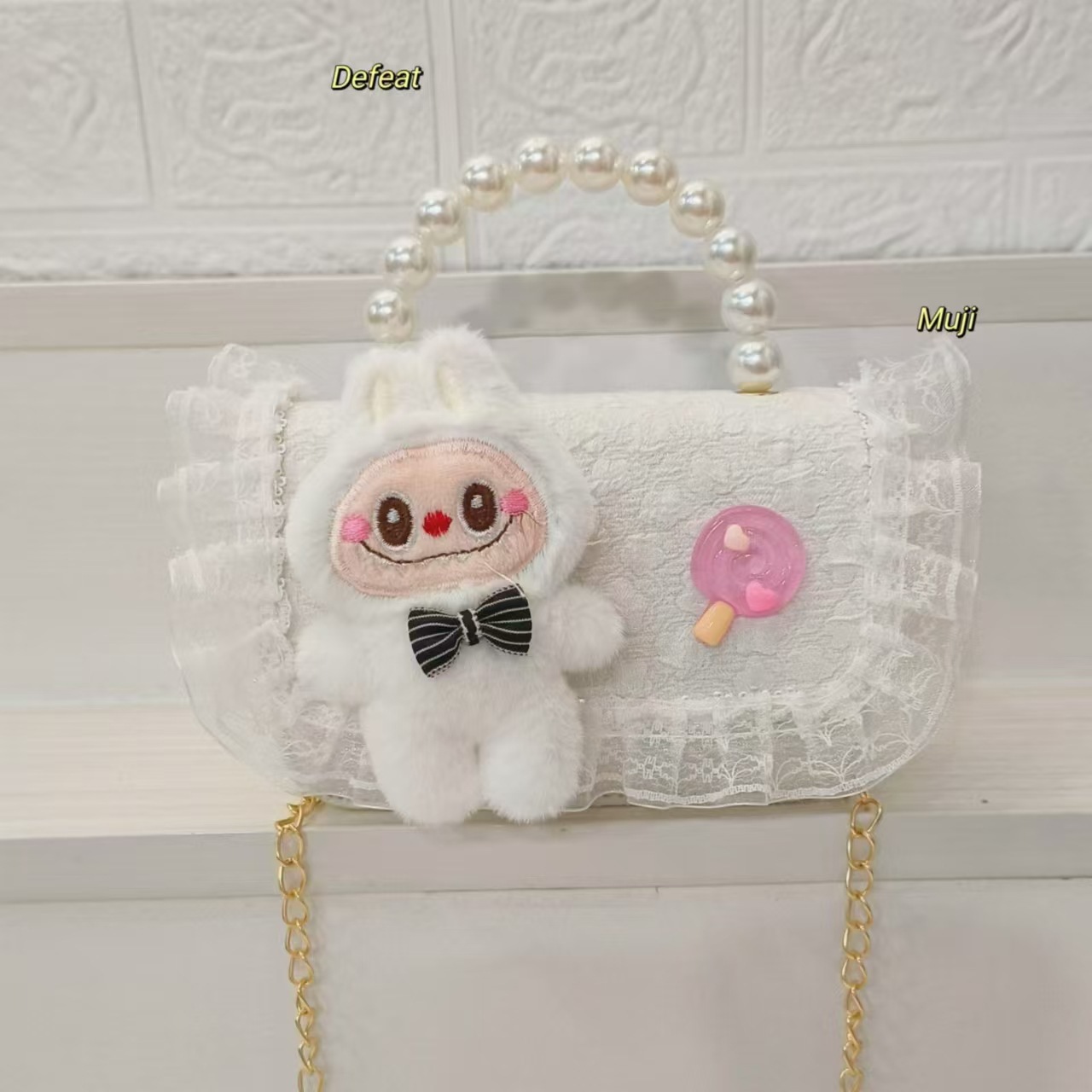 Bolso de perlas bolso de niños bolso de cadena de viento de fragancia bolso de hombro bolso de cambio bolso de accesorios bolso de encaje princesa