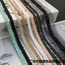 新款手工网布钉珠单人字花边 婚纱礼服辅料配件 手工条码现货批发