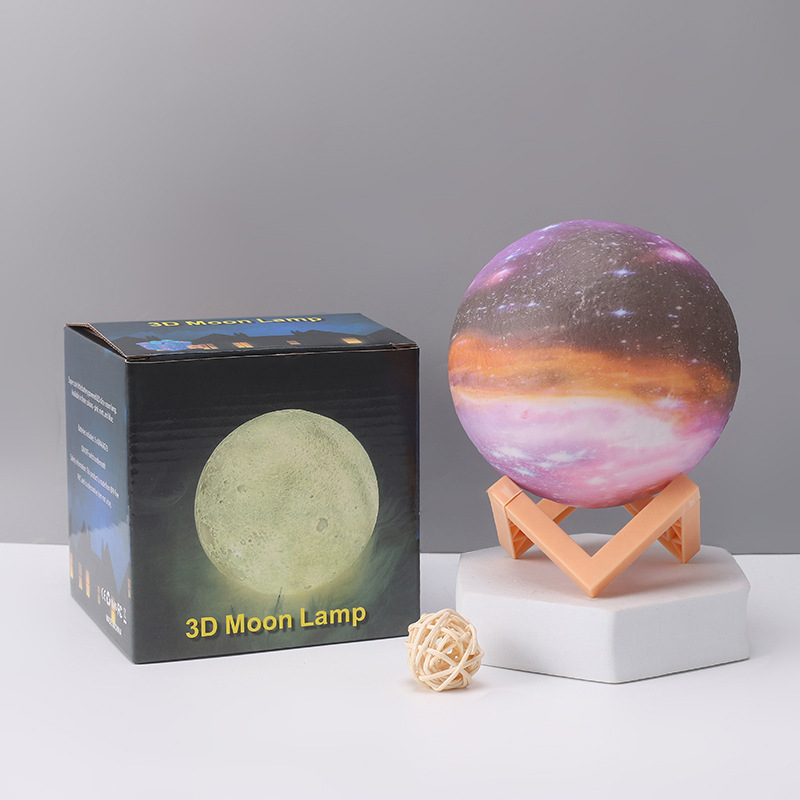 Lámpara de luna recargable enchufable lámpara de la cama del dormitorio atmósfera de la lámpara de escritorio del planeta pequeño regalo creativo decoración