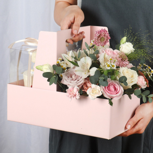 Internet celebrity Valentine's Day portable flower packaging box floral arrangement baking 4-inch Chinese Valentine's Day 520 cake portable gift box