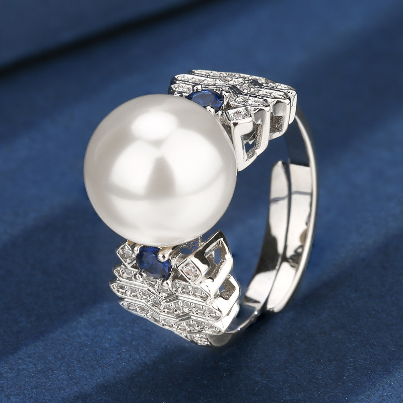 Producto popular Zhuang Shengsheng Joyas Fondo de cobre con incrustaciones de oro Conjunto de árbol de navidad de perlas blancas Mujer 16-12mm