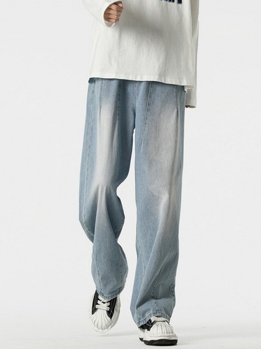 Vintage American Black Men's Spring and Autumn Loose Straight Leg Wide Leg Pants for a Rebel and Stylish High-End Look