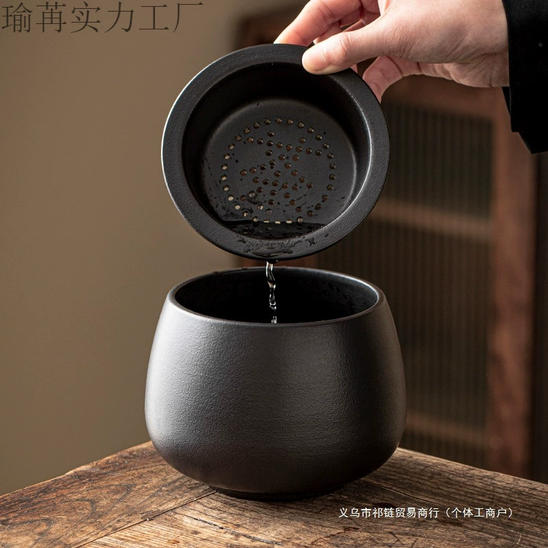 Керамическая банка для чайных остатков с фильтром для бытовых отходов, большая настольная мусорная корзина для заваривания чая, банка для чая.