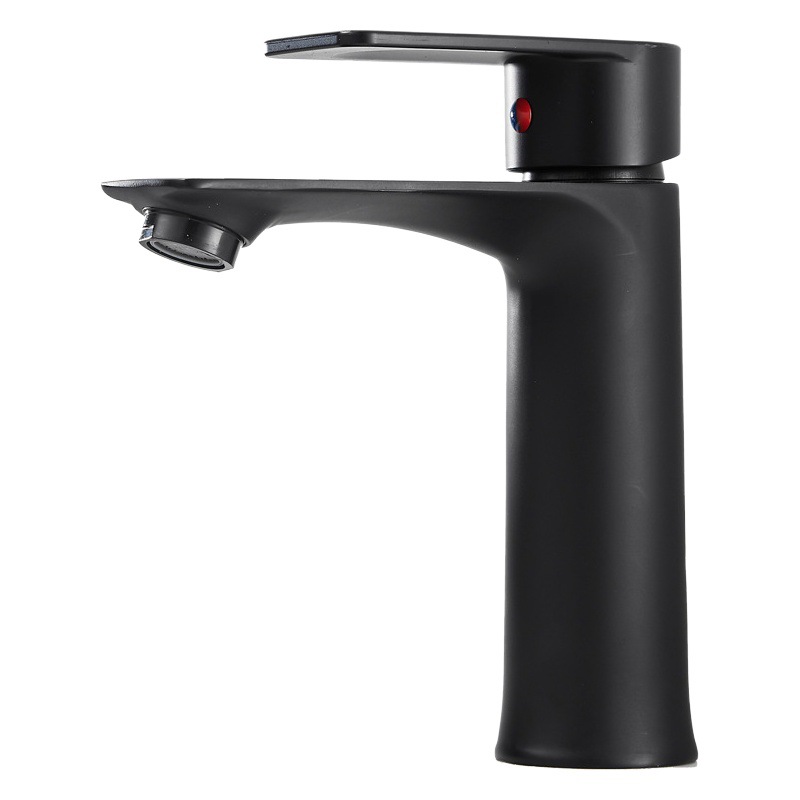 Baño grifo lavabo hogar agua fría y caliente lavabo baño solo agujero grifo negro