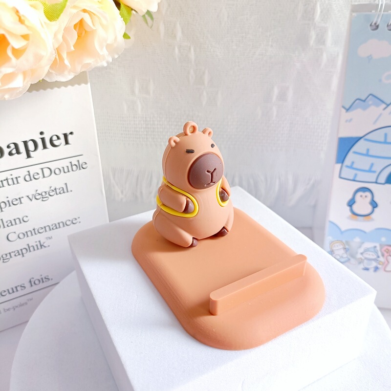 かわいいカピバラ立体公仔怠け者デスクトップスタンド創意携帯電話スタンド小プレゼント小置物|undefined