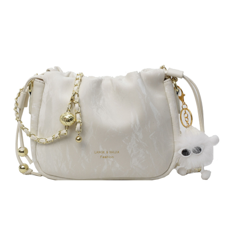 Bolsa de cordón de cadena de sentido de alta calidad para mujer 2025 nuevo bolso de hombro popular de todo fósforo bolso de cubo de textura de nicho de moda