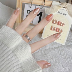 穿戴甲手工立體鎏金煙花漸變氣質純欲天花板爆閃光療短款30片分碼