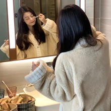 长裤女秋冬睡衣法兰绒睡袍高级感珊瑚绒加绒加厚家居服套装可外穿