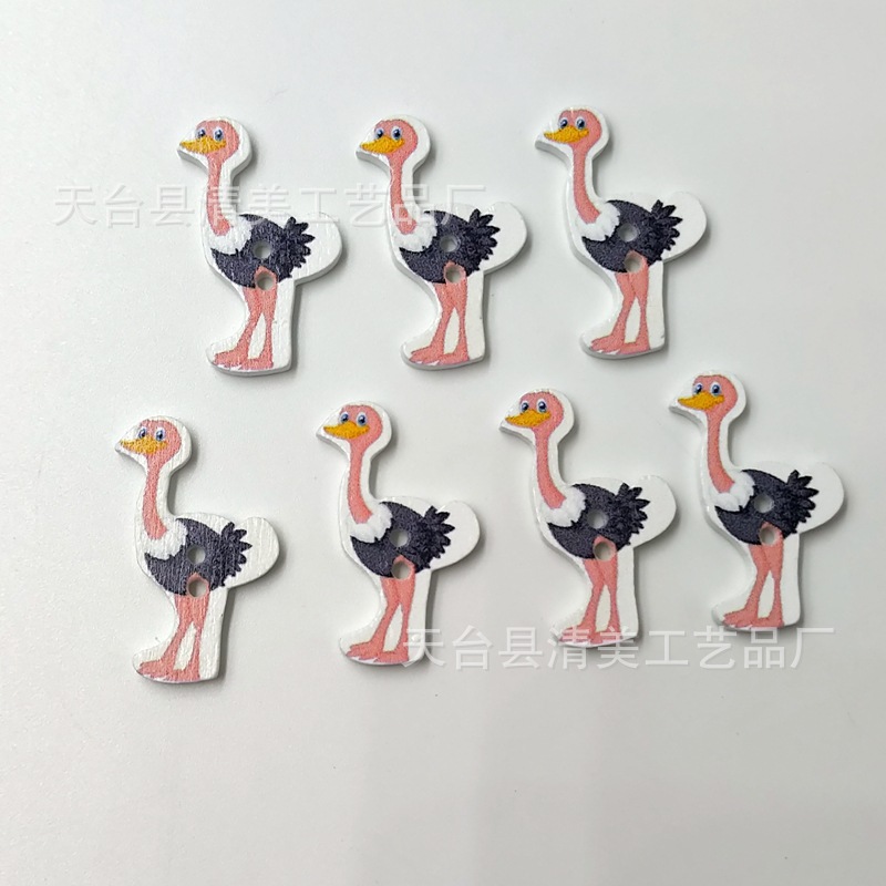 Botón de dibujos animados de madera colorido/ojos grandes/botón de avestruz pintado accesorios de ropa hechos a mano