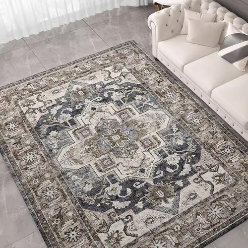 American-style vintage Persian living room and bedroom rug—full-area bedroom rug, floor cushion for reading, anti-cold, soft and comfortable.