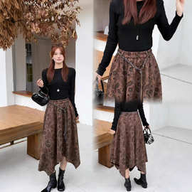 秋冬季新款时尚百搭气质显瘦小众半身裙A字大摆裙