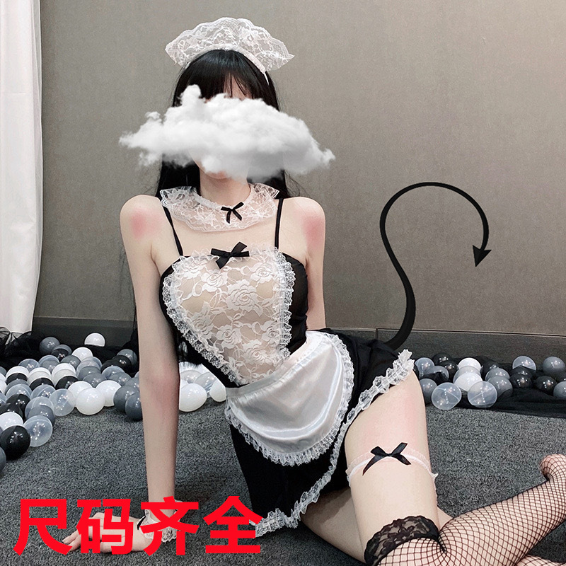 Plus Size chubby girl Sexy Lingerie Maid Dress Cosplay Couples Sexy Maid Uniform Temptation suit