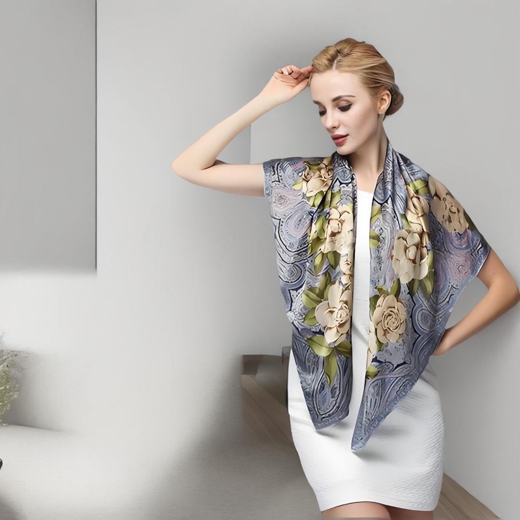 Muslimesche Kappduch malaysesche Blummendruck grouss Gréisst 110 Quadratschal populäre Lasergeschniddene Randschal fir Fraen_voghion.com