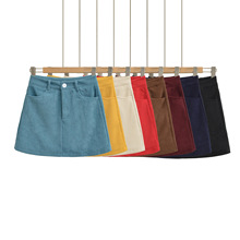 灯芯绒半身裙女秋冬新款工装风复古包臀短裙高腰显瘦a字裙多色批