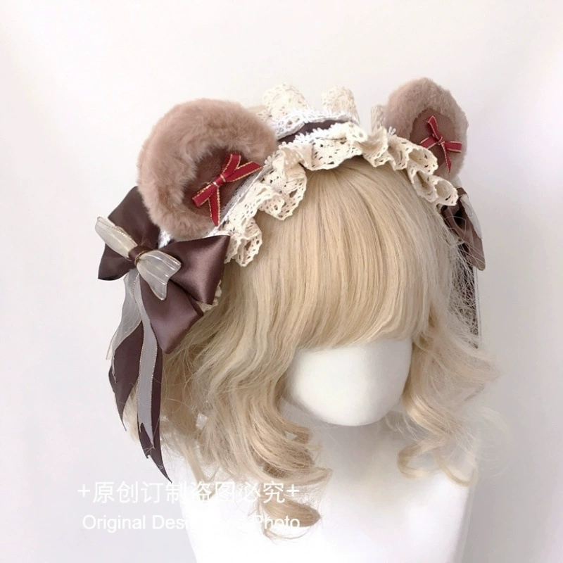 Hair accessory pearl, headband with bow, Lolita style, DIY