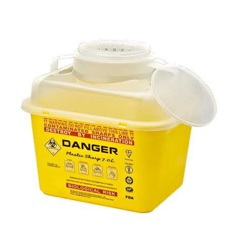 Source Manufacturer Thickened Yellow 7L Square Sharps Container Export Version
