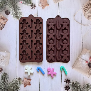 12-piece Gingerbread Man Chocolate 674 Cookie Silicone Mold Candy Pudding Dessert Mold Cake Baking Utensils