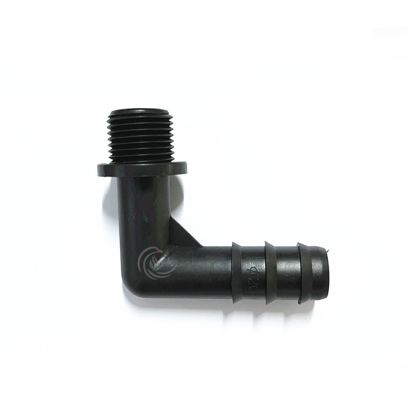 20 PE tubo 4 puntos codo de diente exterior invernadero accesorios de tubería de micro pulverización PE tubo enchufe accesorios de púas de ángulo recto simple