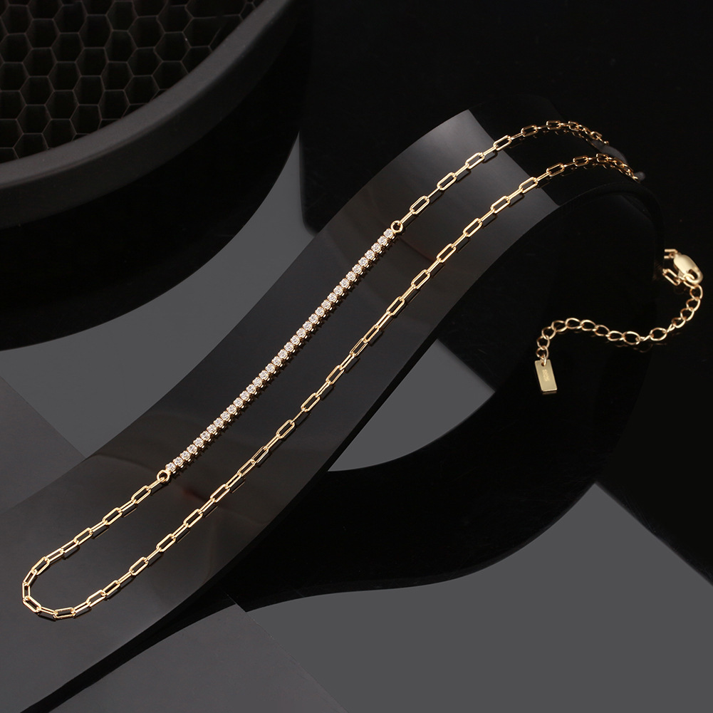 Necklace Classification 925 sterling silver Chain Material Paperclip Chain Chain Type 1 Piece Simple Style Geometric Solid Color Sterling Silver Plating 14k Gold Plated Necklace