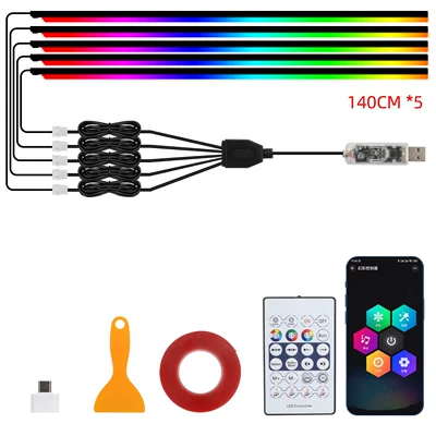 Other lights — color car interior central control - 3-control-app-remote-control-140cm5-drag-five