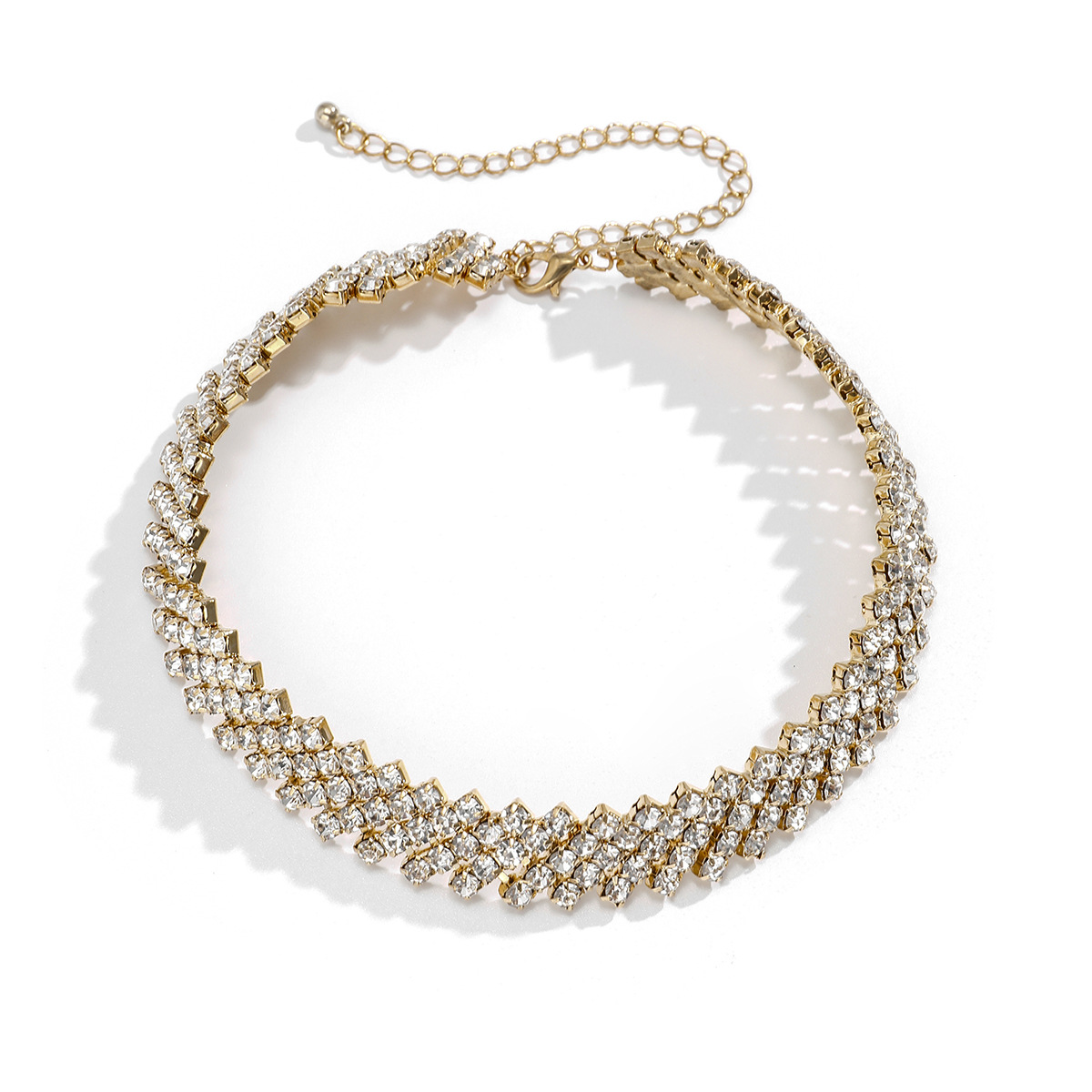 simple single-layer necklace ethnic geometric diamond micro-inlaid retro necklace