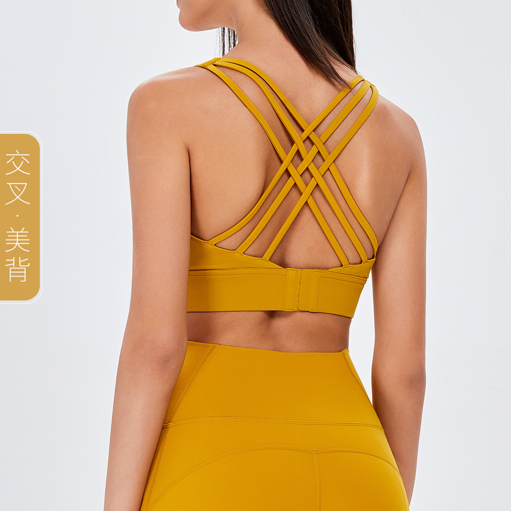 Cruzada transfronteriza europea y americana desnuda cruz espalda yoga ropa interior deportiva hebilla de las mujeres fitness amortiguador correr sujetador deportivo