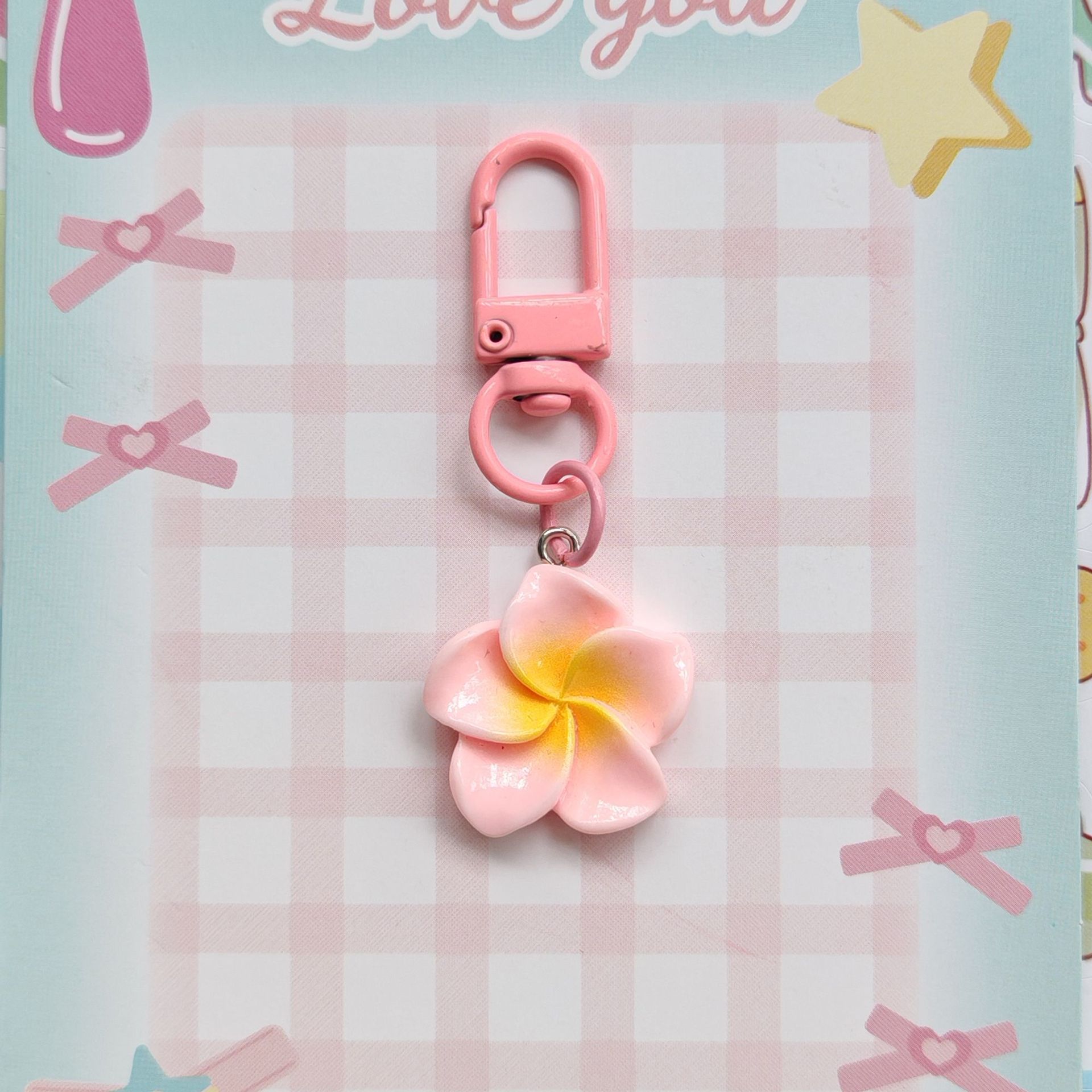 1 Piece Quantity 1 Piece Cute Plumeria Alloy Plastic Women's Bag Pendant Keychain