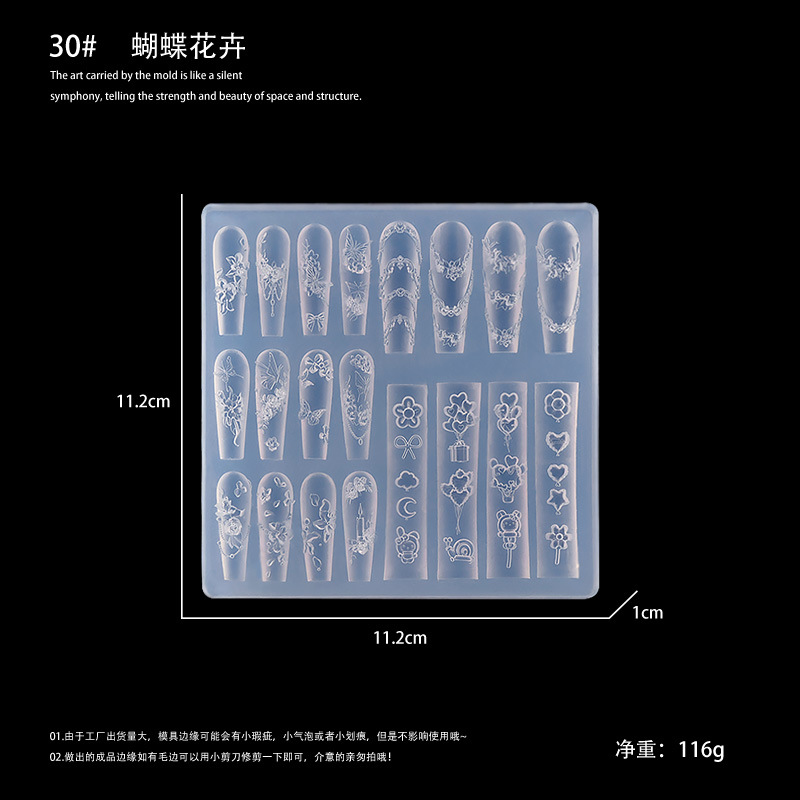 Nail Art 3D Molde de silicona suave Herramientas de tallado Bowknot Nail Art Relieve Joyería de epoxi Nail Art Molde de silicona