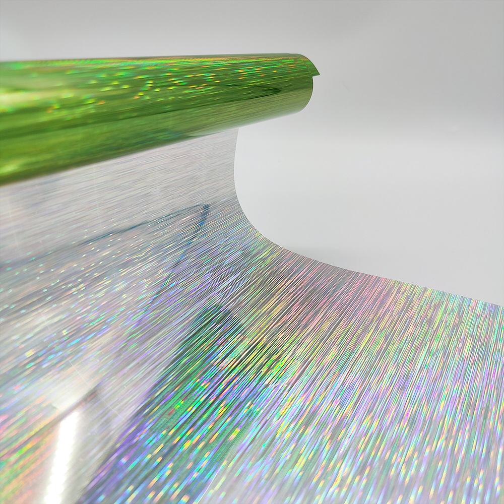 PET绿色竖草条镭射镀铝软装饰材料广告材料金属复合膜厂家