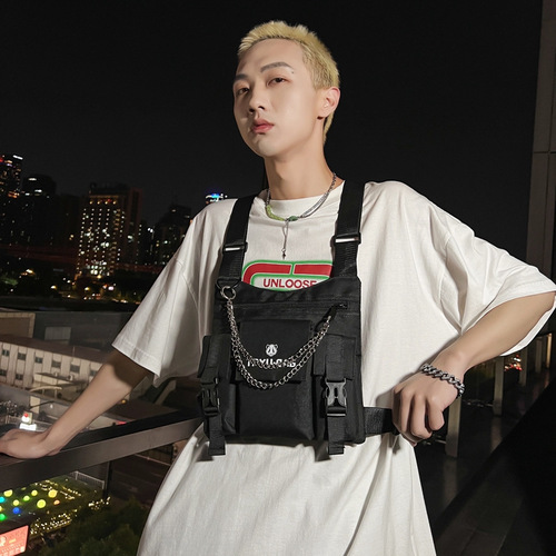 Trendy Hong Kong style multi-functional vest bag for men and women ins hip-hop chest bag workwear motorcycle tactical bag new vest bag