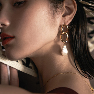P & n Baroque Pearl Earrings Earrings Temperament Europe and America Exaggerated Long Advanced Atmosphere