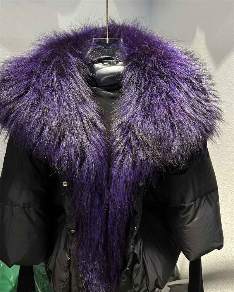 Women's Down Jacket With White Duck Down And Fur Short Coat_voghion.com