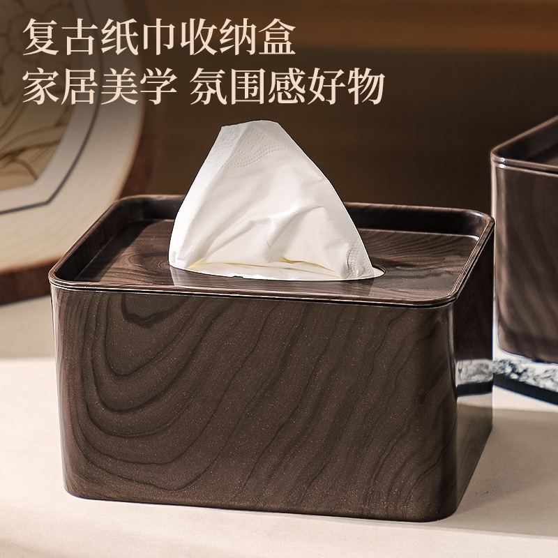 Caja de toallitas de madera de plástico de alta calidad, caja de dibujo creativa de lujo ligera, mesa de té, caja de papel de escritorio, caja de servillas al por mayor