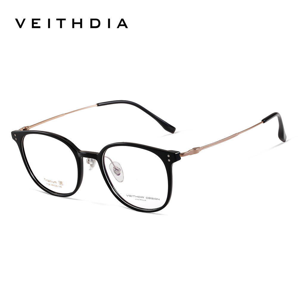 Pies de titanio puro ligero, marco de espejo de miopía óptica retro, marco de ojo para hombres y mujeres, puede estar equipado con stock de grado 7126