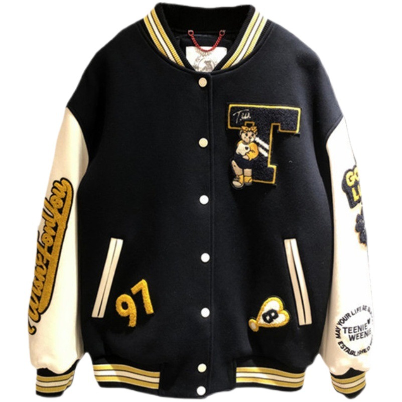 Moda americana costura uniforme de béisbol de los hombres de primavera y otoño pareja ins marca de moda chaqueta de hip hop de los hombres chaqueta casual suelta hombres
